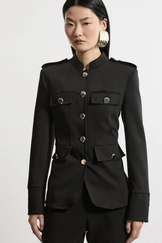 Karen Millen Petite Tailored Utility Detailed Single Breasted Jacket black Discount