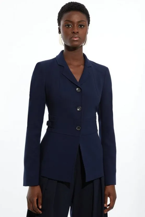 Karen Millen Petite The Founder Compact Stretch Tailored Tab Jacket navy Sale