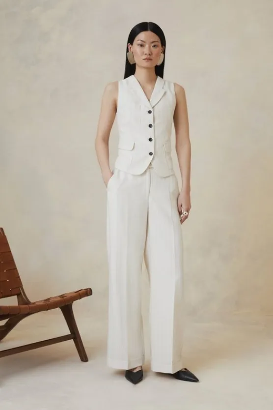 Karen Millen Petite The Founder d Mid Rise Straight Leg Pants stripe Online