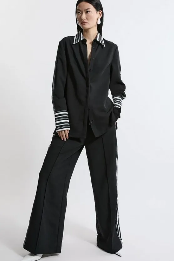 Karen Millen Petite Twill Stripe Detail Pants black Discount