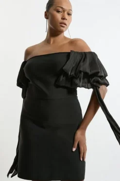 Karen Millen Plus Size Bandage Figure Form Knit Tassel Sleeve Detail Mini Dress black Outlet