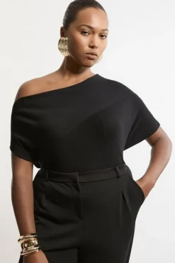 Karen Millen Plus Size Cashmere Blend Off The Shoulder Knit Top black Clearance