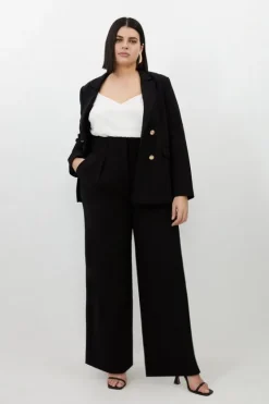 Karen Millen Plus Size Compact Stretch Tailored High Waist Pants black Outlet