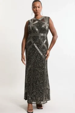 Karen Millen Plus Size Embellished And Beaded Woven Maxi Dress black Best