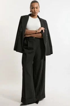 Karen Millen Plus Size Essential Tailored Wide Leg Pants black Sale