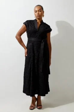 Karen Millen Plus Size Lace And Cotton Mix Woven Midi Dress black Clearance