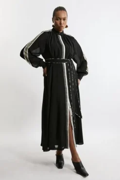 Karen Millen Plus Size Military Balloon Sleeve Maxi Dress mono New