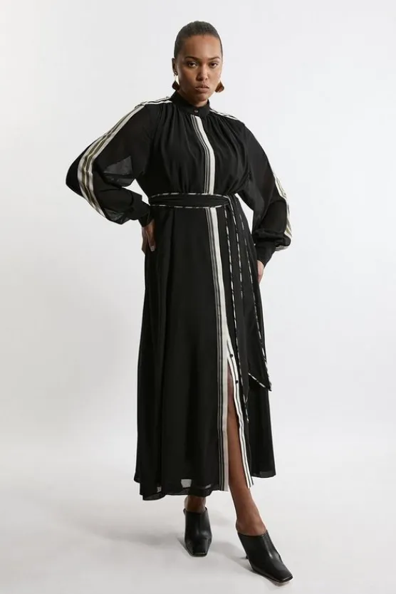 Karen Millen Plus Size Military Balloon Sleeve Maxi Dress mono New