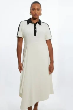 Karen Millen Plus Size Soft Tailored Crepe Button Detailed Midi Dress mono Best