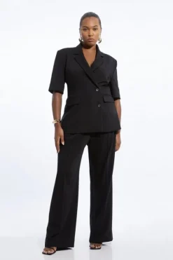 Karen Millen Plus Size Tailored Straight Leg Pants black Clearance