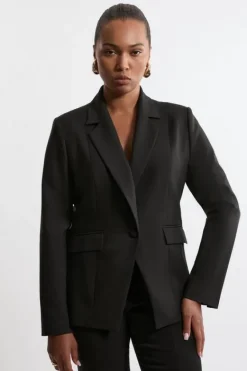Karen Millen Plus Size Tailored Twill Single Breasted Jacket black Online