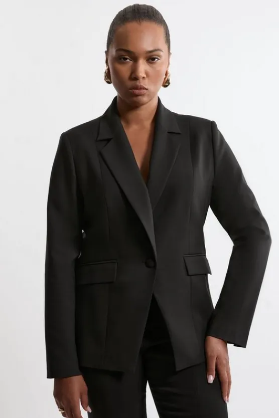 Karen Millen Plus Size Tailored Twill Single Breasted Jacket black Online