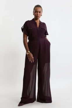 Karen Millen Plus Size Wide Leg Viscose Woven Pants midnightpurple Online