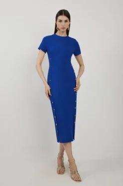 Karen Millen Ponte Jersey Hardwear Detail Midi Dress cobalt Best