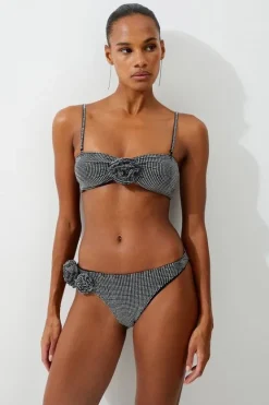 Karen Millen Premium Embellished Rosette Bandeau Bikini Top black Sale