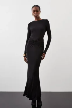 Karen Millen Premium Stretch Crepe Jersey Maxi Dress black Sale
