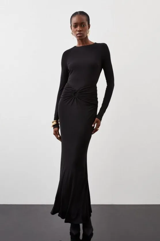 Karen Millen Premium Stretch Crepe Jersey Maxi Dress black Sale