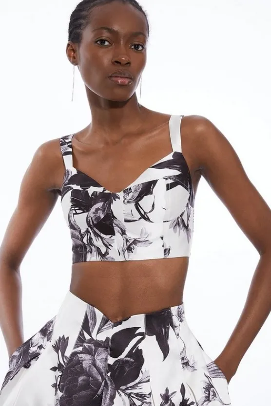 Karen Millen Rose Twill Corset Top floral Best