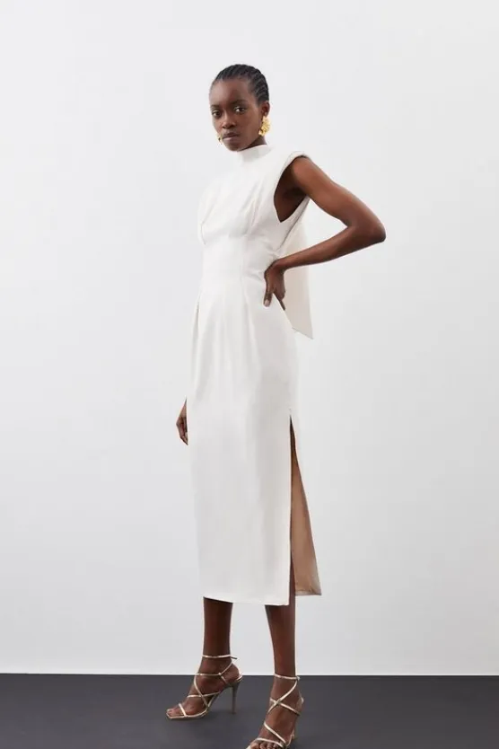 Karen Millen Satin Back Crepe Woven Maxi Dress blush Online