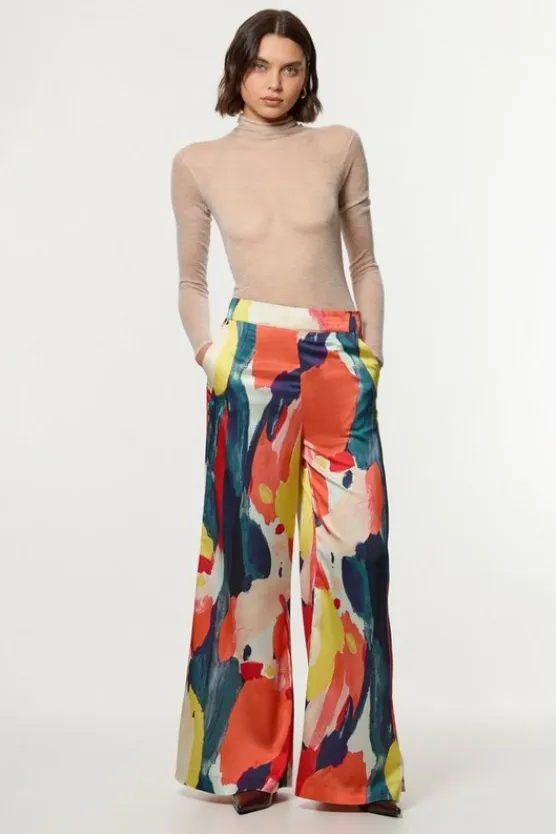 Karen Millen Satin Wide Leg Woven Pants multi Fashion