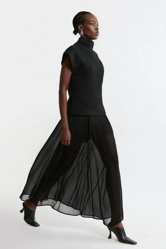 Karen Millen Sheer Viscose Georgette Woven Maxi Skirt black Online