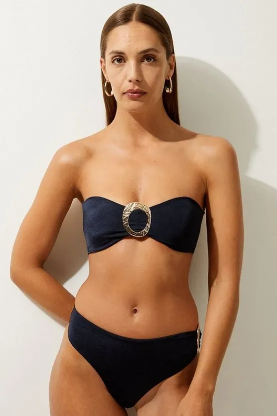 Karen Millen Slinky Bandeau Trim Detail Bikini Top navy Clearance