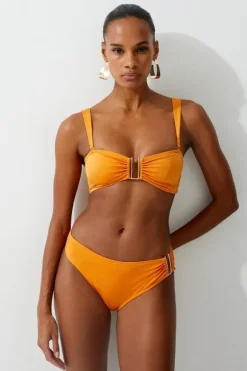 Karen Millen Slinky Trim Detail Detachable Strap Bikini Top orange Discount