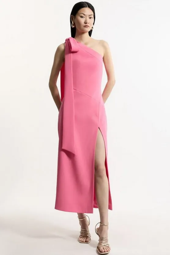 Karen Millen Soft Tailored Asymmetric Maxi Dress pink Fashion