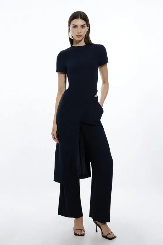 Karen Millen Soft Tailored Asymmetric Relaxed Fit Top navy Hot