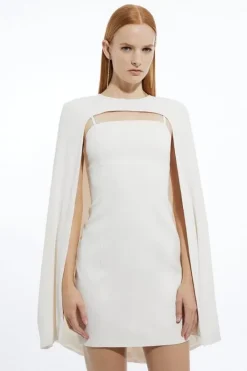 Karen Millen Soft Tailored Caped Mini Dress ivory Online