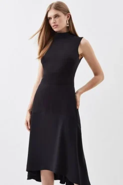 Karen Millen Soft Tailored High Low Midi Dress black Clearance