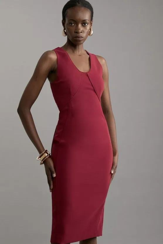 Karen Millen Soft Tailored Sleeveless Midi Dress merlot Best