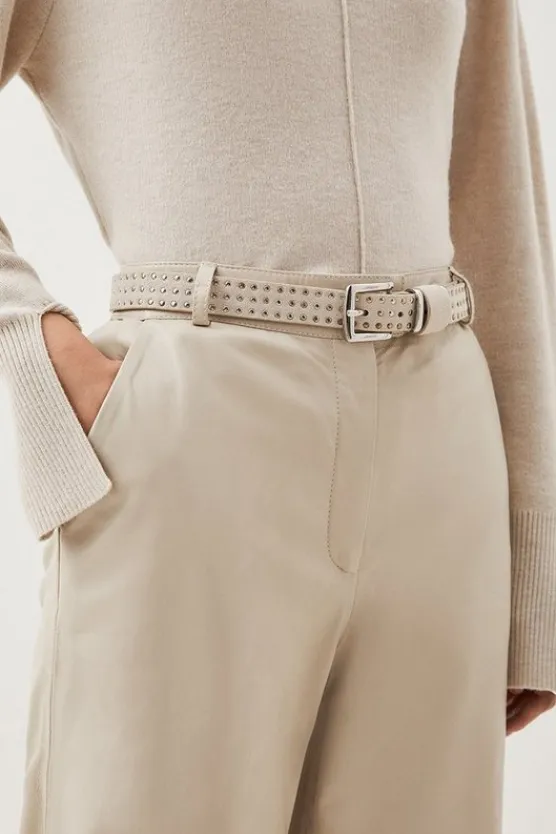 Karen Millen Suede Studded Waist Belt grey Fashion