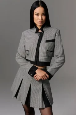 Karen Millen Tailored Black Check Cropped Jacket multi Discount