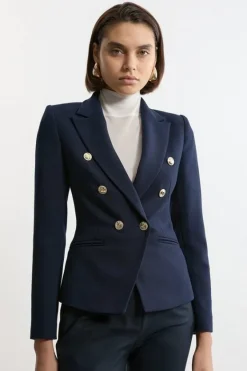 Karen Millen Tailored Button Military Blazer navy Discount
