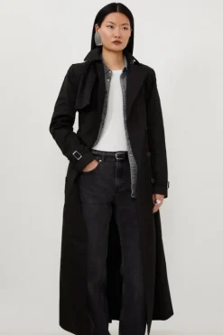 Karen Millen Tailored Classic Belted Trench Coat black Clearance