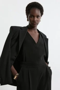 Karen Millen Tailored Crepe Essential Sleeveless Longline Top black Best