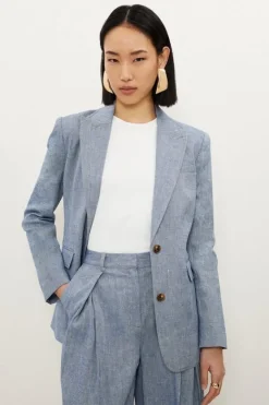 Karen Millen Tailored Denim Look Suit Set blue Sale