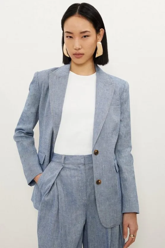 Karen Millen Tailored Denim Look Suit Set blue Sale