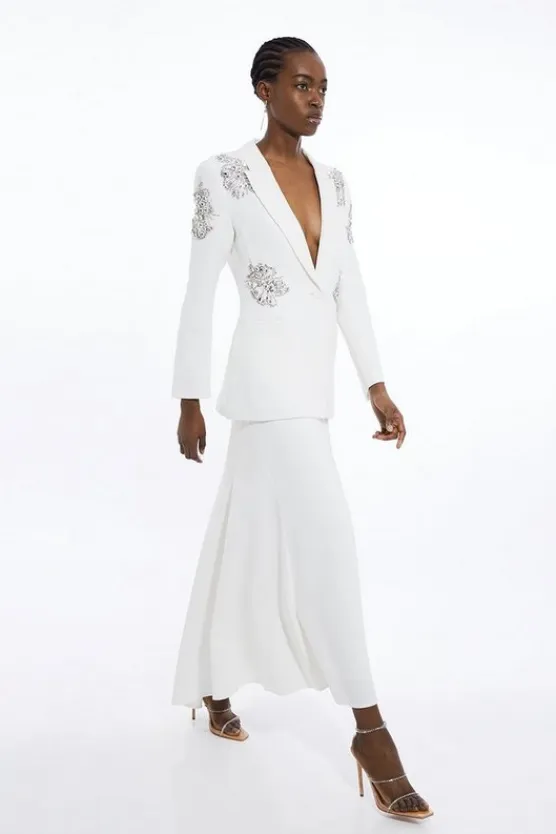 Karen Millen Tailored Maxi Waterfall Skirt ivory Discount