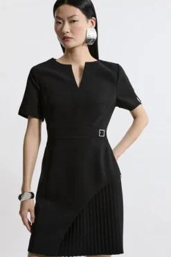 Karen Millen Tailored Military Pleat Side Panel Mini Dress black Hot