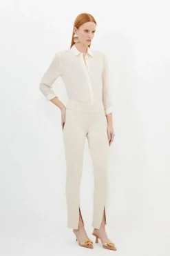 Karen Millen Tailored Split Hem Leggings beige Online