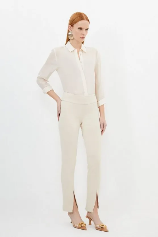 Karen Millen Tailored Split Hem Leggings beige Online