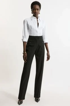 Karen Millen Tailored Turn Up Hem Slim Leg Pants black Best