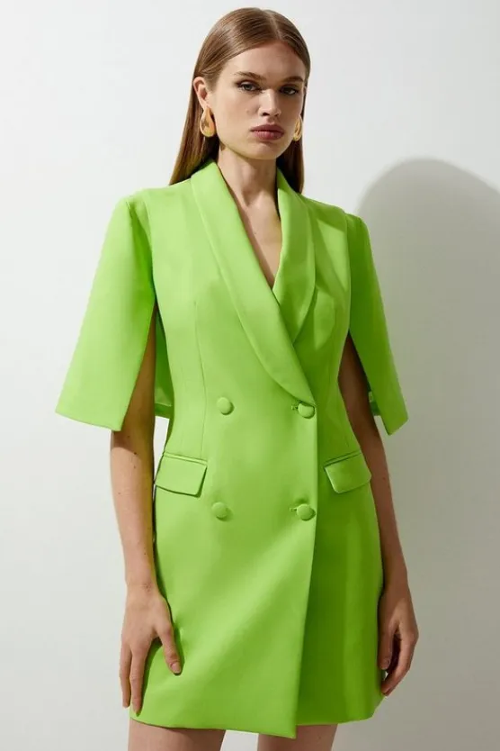 Karen Millen Tailored Tuxedo Cape Sleeve Mini Blazer Dress yellow Online