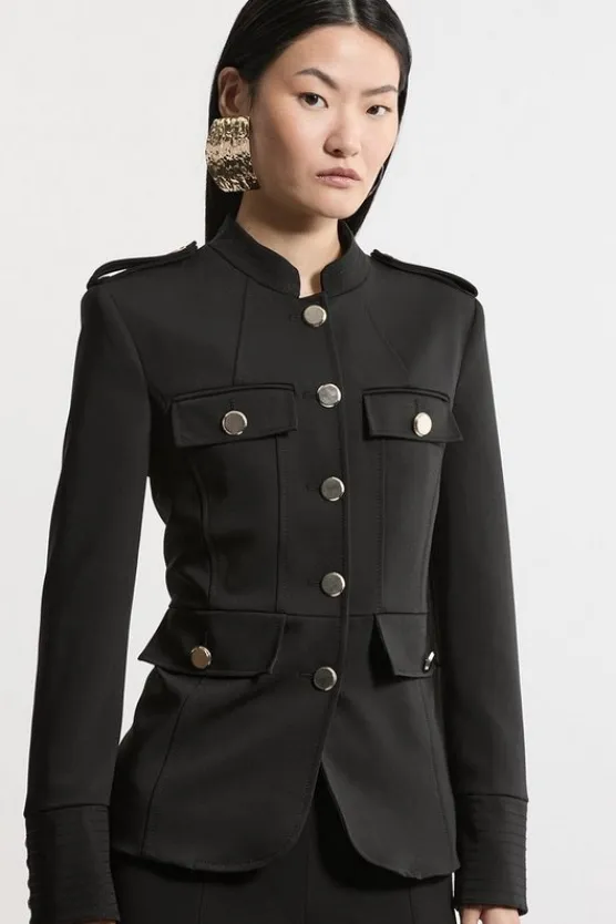 Karen Millen Tailored Utility Detailed Single Breasted Jacket black Fashion