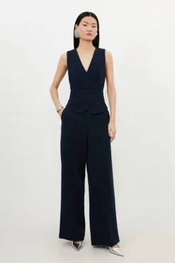 Karen Millen Tailored Wide Leg Pants navy Discount