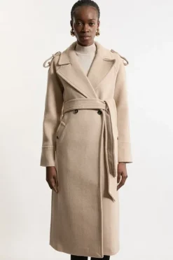 Karen Millen Tailored Wool Blend Double Breasted Belted Midi Coat Online