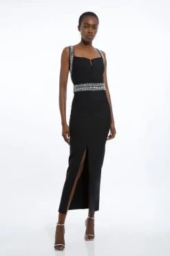 Karen Millen Tall Bandage Figure Form Embellished Maxi Dress black Sale