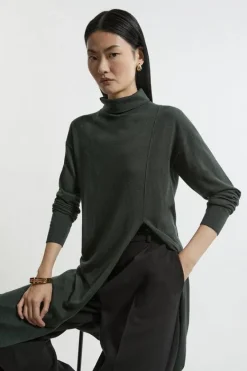 Karen Millen Tall Cashmere Blend Deep Slip Longline Knit Top olive Sale